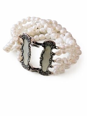 Vintage Foree Sterling Silver 5-Strand Pearl Bracelet – Classic Statement